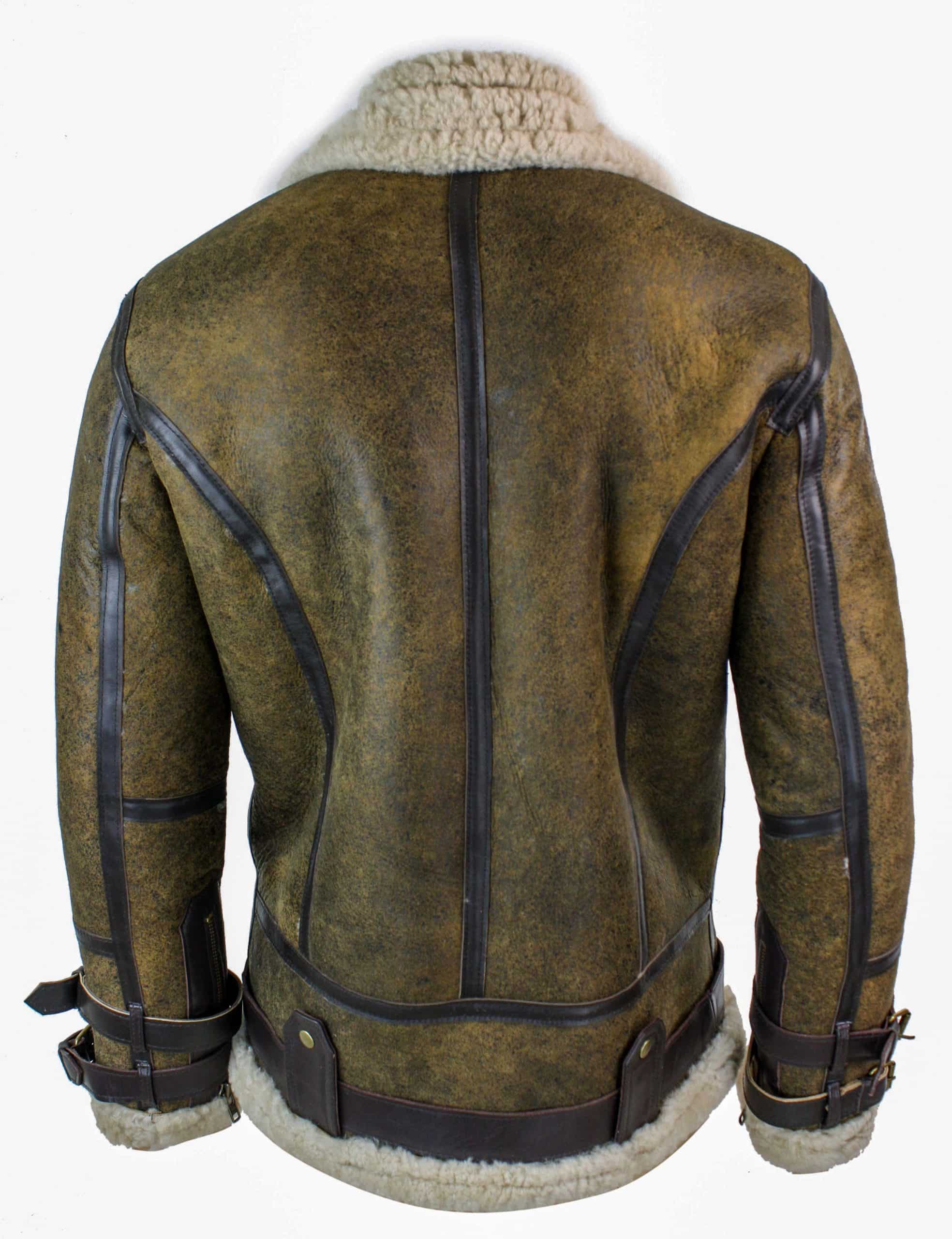 Infinity EK01 Mens Sherling Real Sheepskin Leather Viking Vintage RAF Jacket Brown Cream Fur