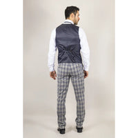 Knight - Men's Grey Blue Checked Waistcoat
