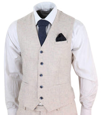 Mens Cream Vintage 3 Piece Suit