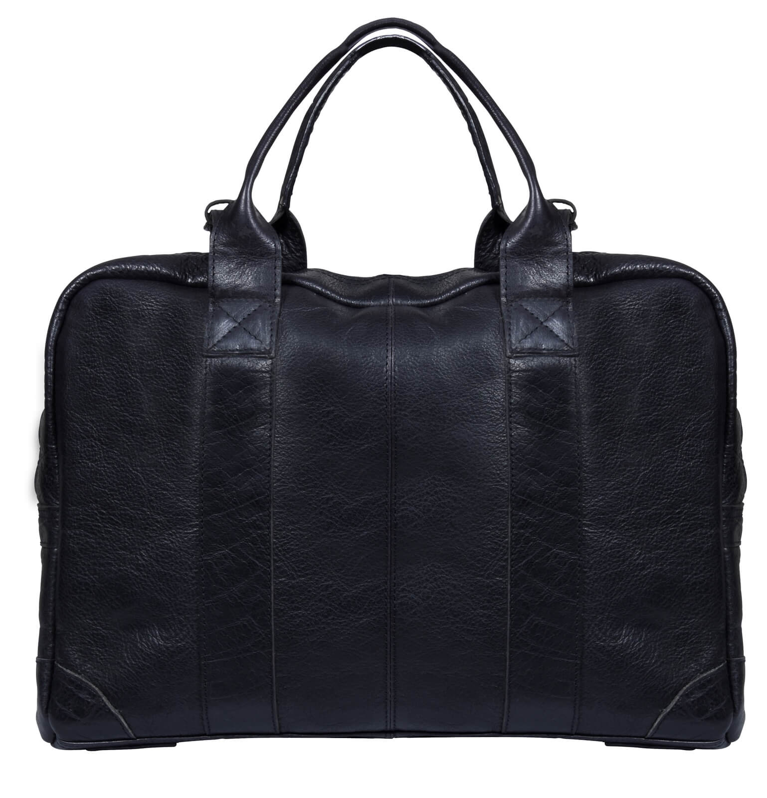 Real Leather Carry On Overnight Bag - Black