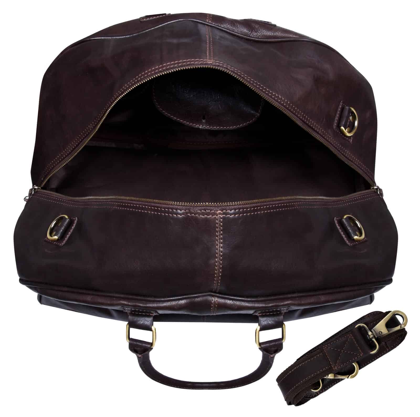 Genuine Leather Vintage Carry On Travel Bag - Brown