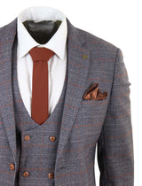 Grey 3 Piece Suit with Double Breasted Waistcoat