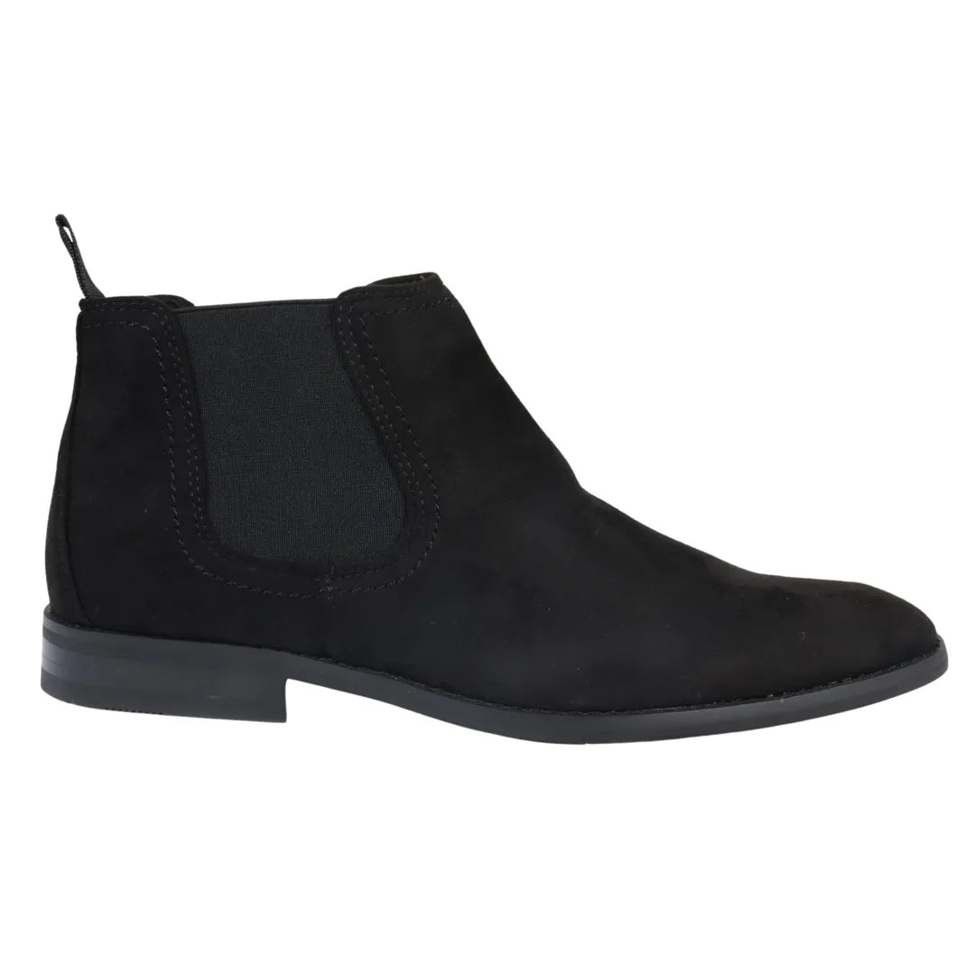 Men's Slip On Black Suede Leather Lined Chelsea Boots