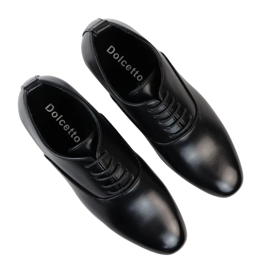 Men's Lace Up Black Derby Oxford Shoes