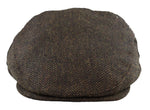 Men's Flat Cap Wool Herringbone Brown Tweed Classic 1920s Unisex Del Boy