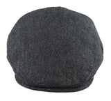 Men's Flat Cap Wool Herringbone Charcoal Tweed Classic 1920s Unisex Del Boy