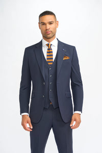 Malibu - Men's Navy 3 Piece Tailored Fit Suit