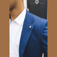 Mario - Men's 2 Piece Summer Suit Blue Office Wedding Classic Italian