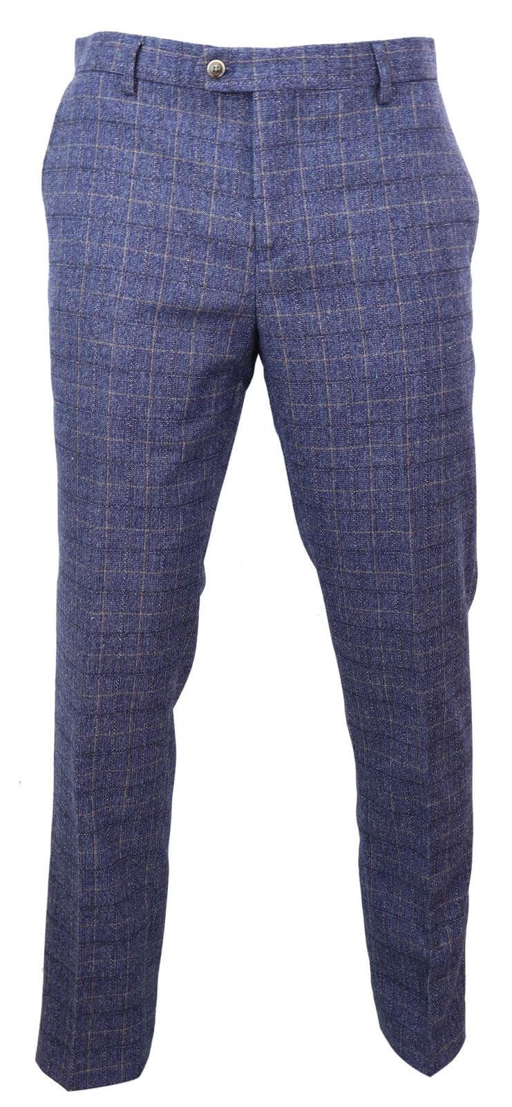 Matteo - Men's Blue Check Trousers