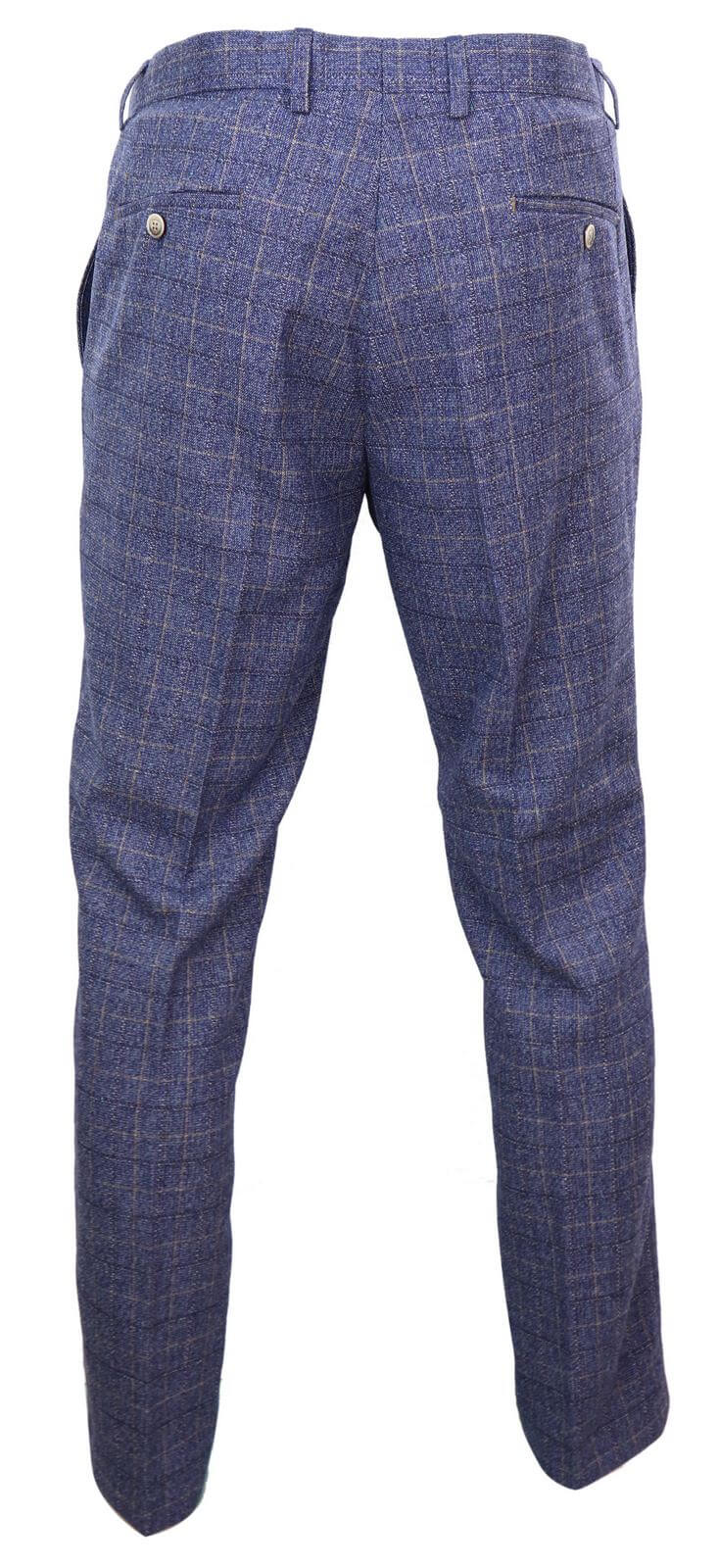 Matteo - Men's Blue Check Trousers
