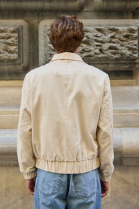 Pánská béžová lehká prošívaná bomber bunda na zip