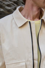 Pánská béžová lehká prošívaná bomber bunda na zip