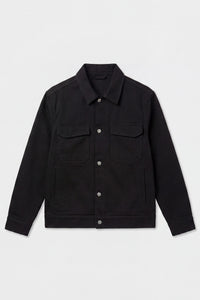 Pánská černá bavlněná keprová bunda - overshirt trucker