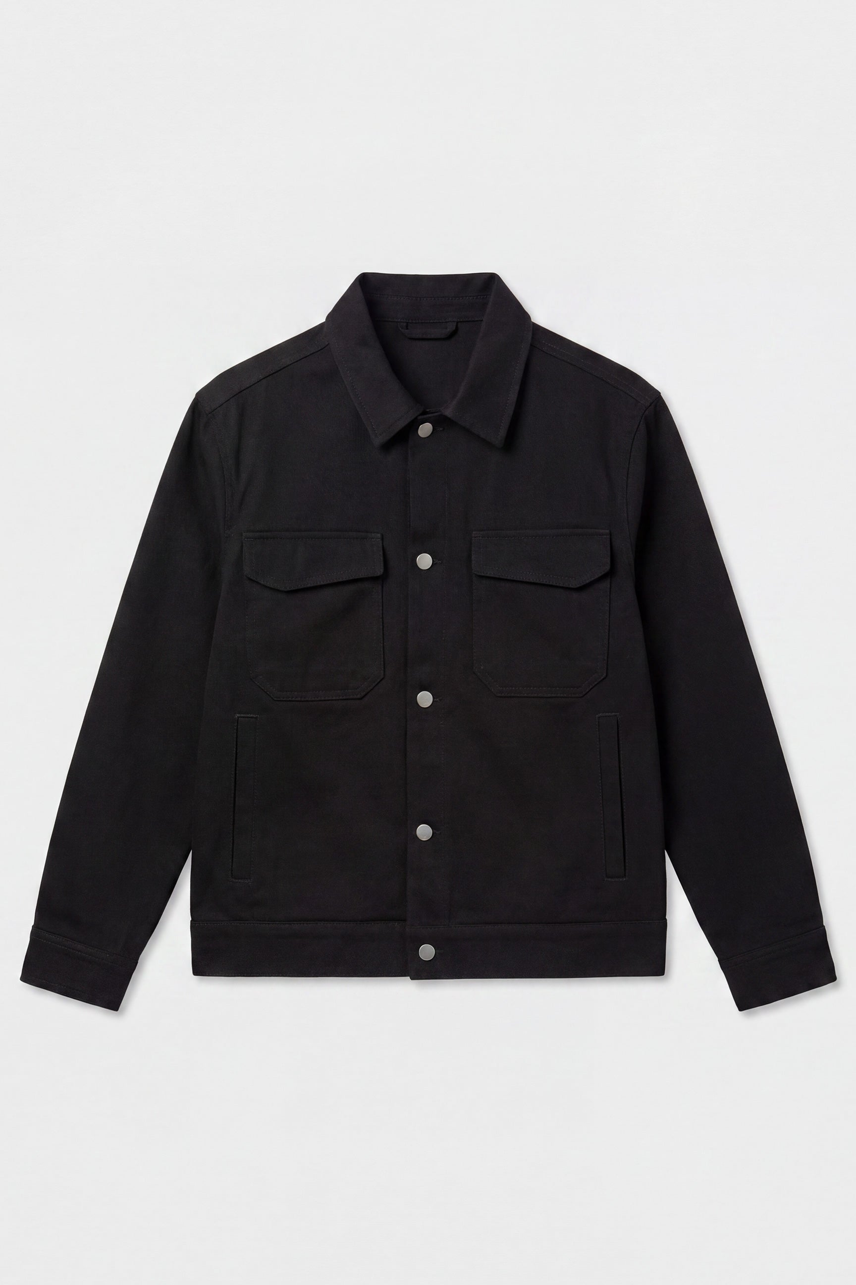 Pánská černá bavlněná keprová bunda - overshirt trucker