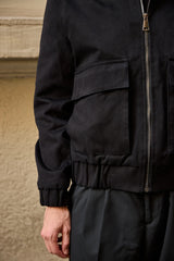 Pánská černá lehká prošívaná bomber bunda na zip