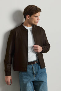 Pánská hnědá minimalistická elegantní bomber bunda