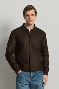 Pánská hnědá minimalistická elegantní bomber bunda