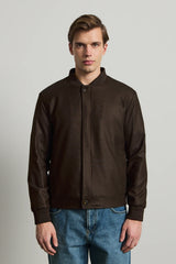 Pánská hnědá minimalistická elegantní bomber bunda
