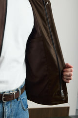 Pánská hnědá minimalistická elegantní bomber bunda