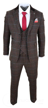 Men's Dark Brown Tweed Suit - Cavani Tommy