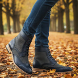 Pánské kotníkové boty s brogue vzorem