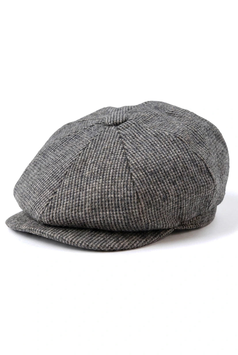 Pánský 8panelová čepice Razor Baker Boy z vlněného tvídu Shelby Newsboy, šedá