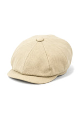 Pánská letní béžová 8panelová kšiltovka s břitvou, bavlněná, s klapkami na oči, Newsboy Flat Cap Shelby