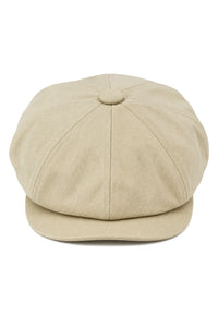 Pánská letní béžová 8panelová kšiltovka s břitvou, bavlněná, s klapkami na oči, Newsboy Flat Cap Shelby