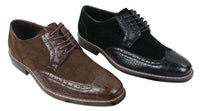 Mens Black Brown Suede & Snake Leather Brogues Shoes Gatsby Vintage