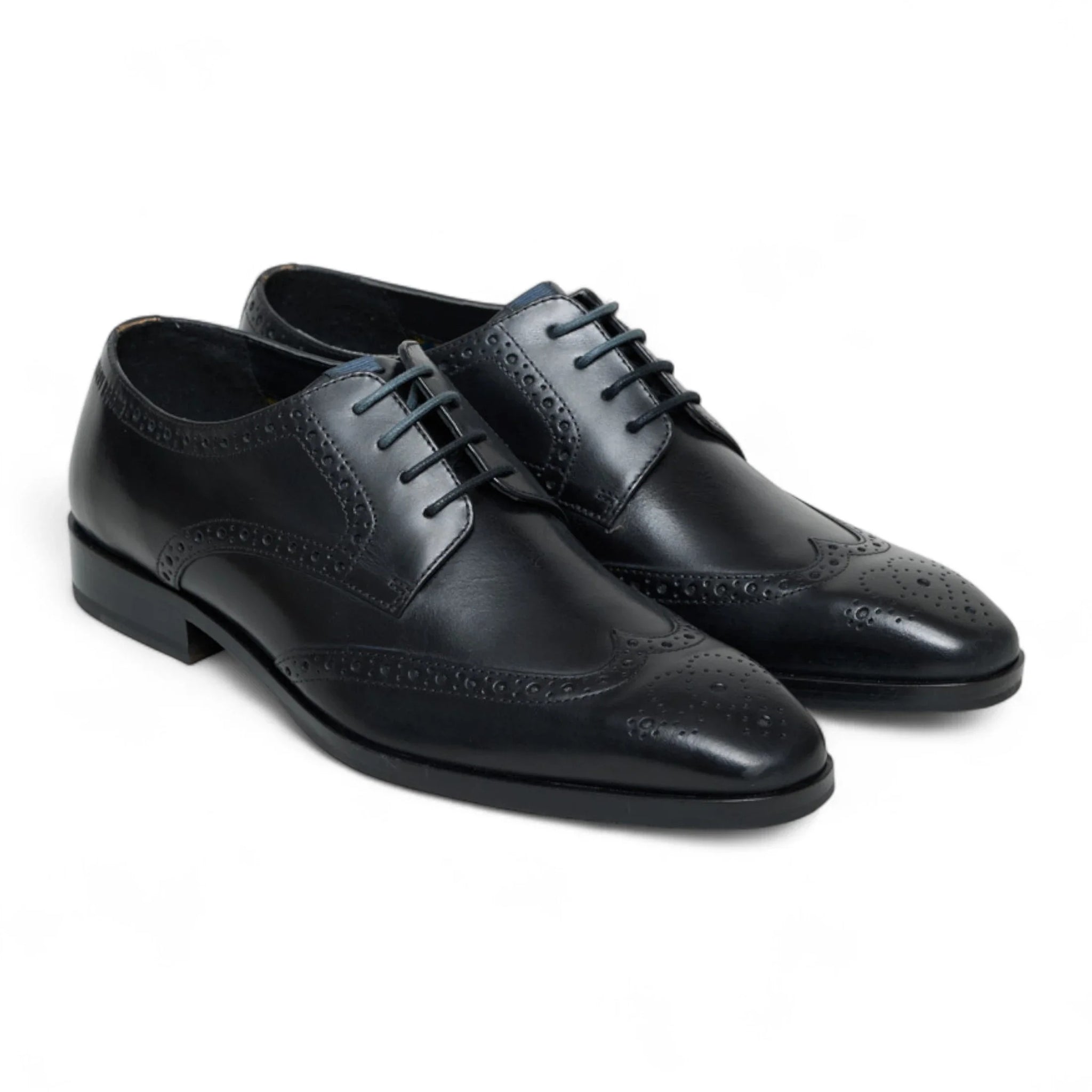Pánské černé kožené klasické formální šněrovací boty brogue