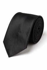 Pánská sada s černou kravatou, kapesníkem do saka a manžetovými knoflíčky