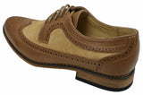 Mens Brogues Leather Shoes Italian Designer Smart Casual Brown Black Navy Retro