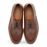 Pánské hnědé kožené brogue boty