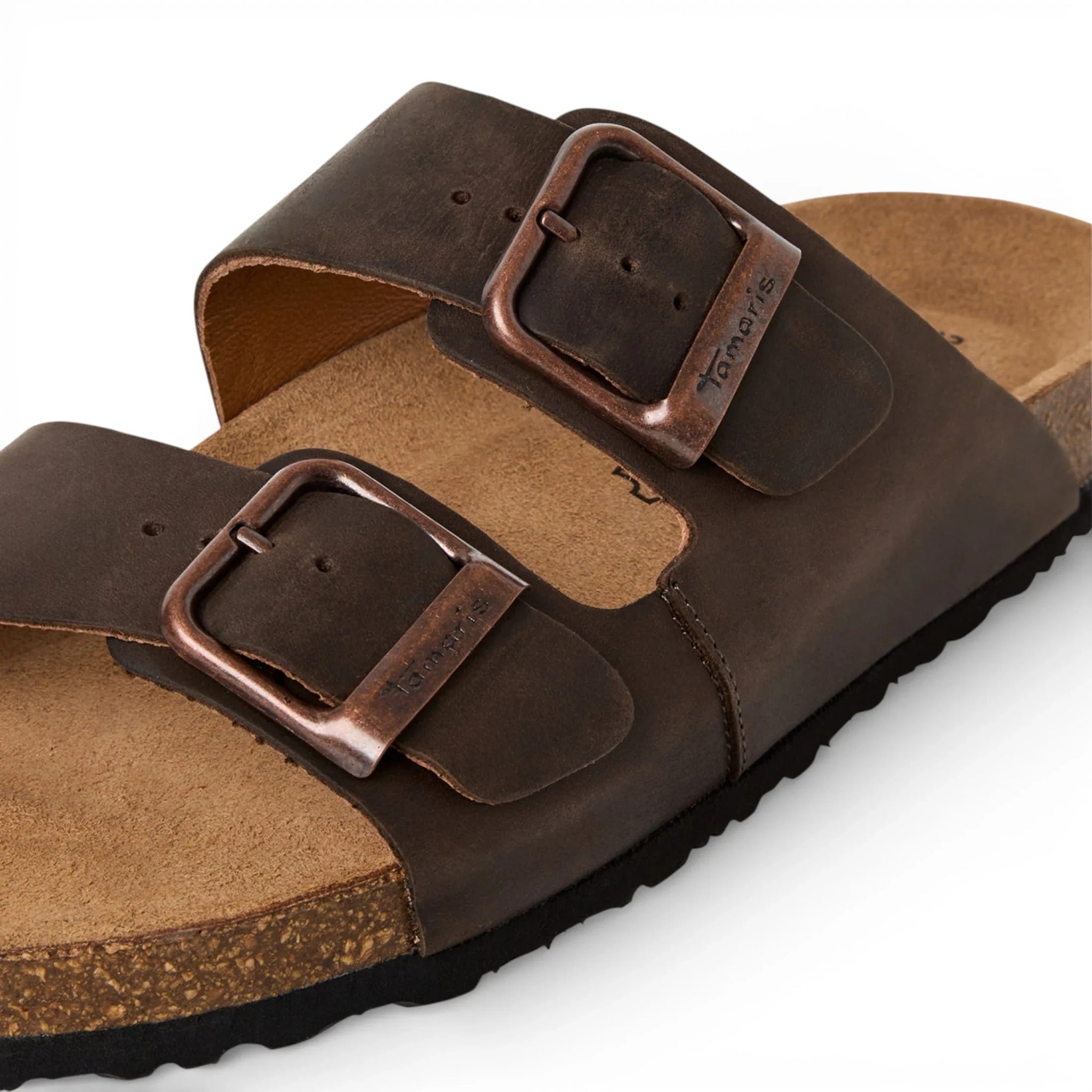 Pánské hnědé kožené nazouvací sandály s vložkou