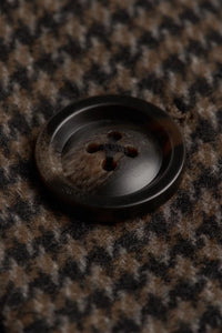 Pánský hnědý tvídový kabát z vlněné směsi s kohoutím vzorem