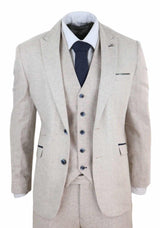 Mens Cream Vintage 3 Piece Suit