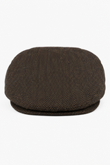 Pánská vlněná plochá čepice s motivem rybí kosti, hnědý tvíd, klasická, unisex, Del Boy