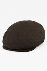 Pánská vlněná plochá čepice s motivem rybí kosti, hnědý tvíd, klasická, unisex, Del Boy