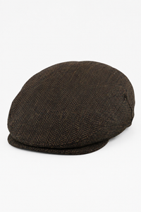 Pánská vlněná plochá čepice s motivem rybí kosti, hnědý tvíd, klasická, unisex, Del Boy