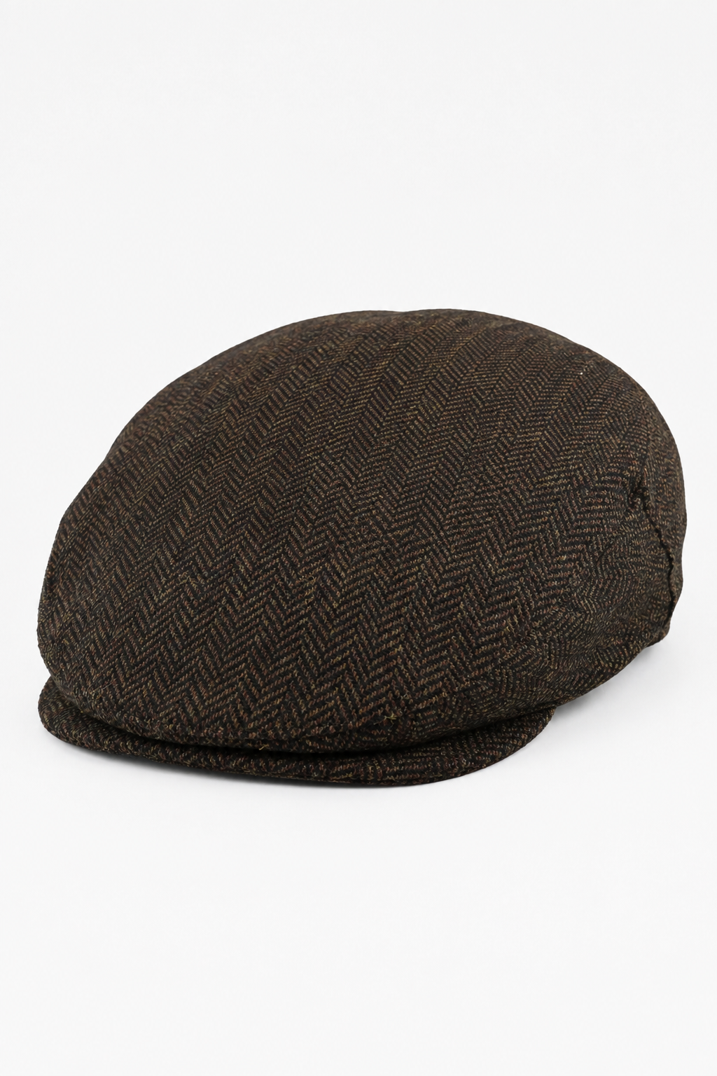 Pánská vlněná plochá čepice s motivem rybí kosti, hnědý tvíd, klasická, unisex, Del Boy
