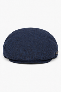 Pánská vlněná plochá čepice s motivem rybí kosti, tmavě modrý tvíd, klasická, unisex, Del Boy