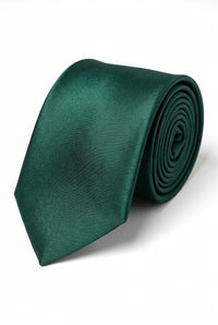 Pánská sada kravaty v lesní zelené barvě s kapesníkem do saka a manžetovými knoflíčky