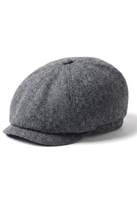 Pánská klasická plochá čepice Newsboy s motivem rybí kosti - šedá