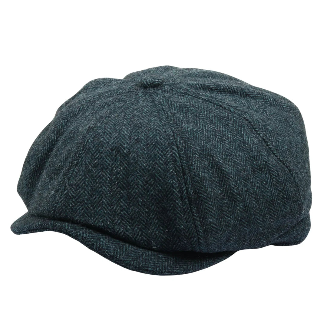 Pánská klasická kšiltovka Newsboy s rybí kostí - olivová