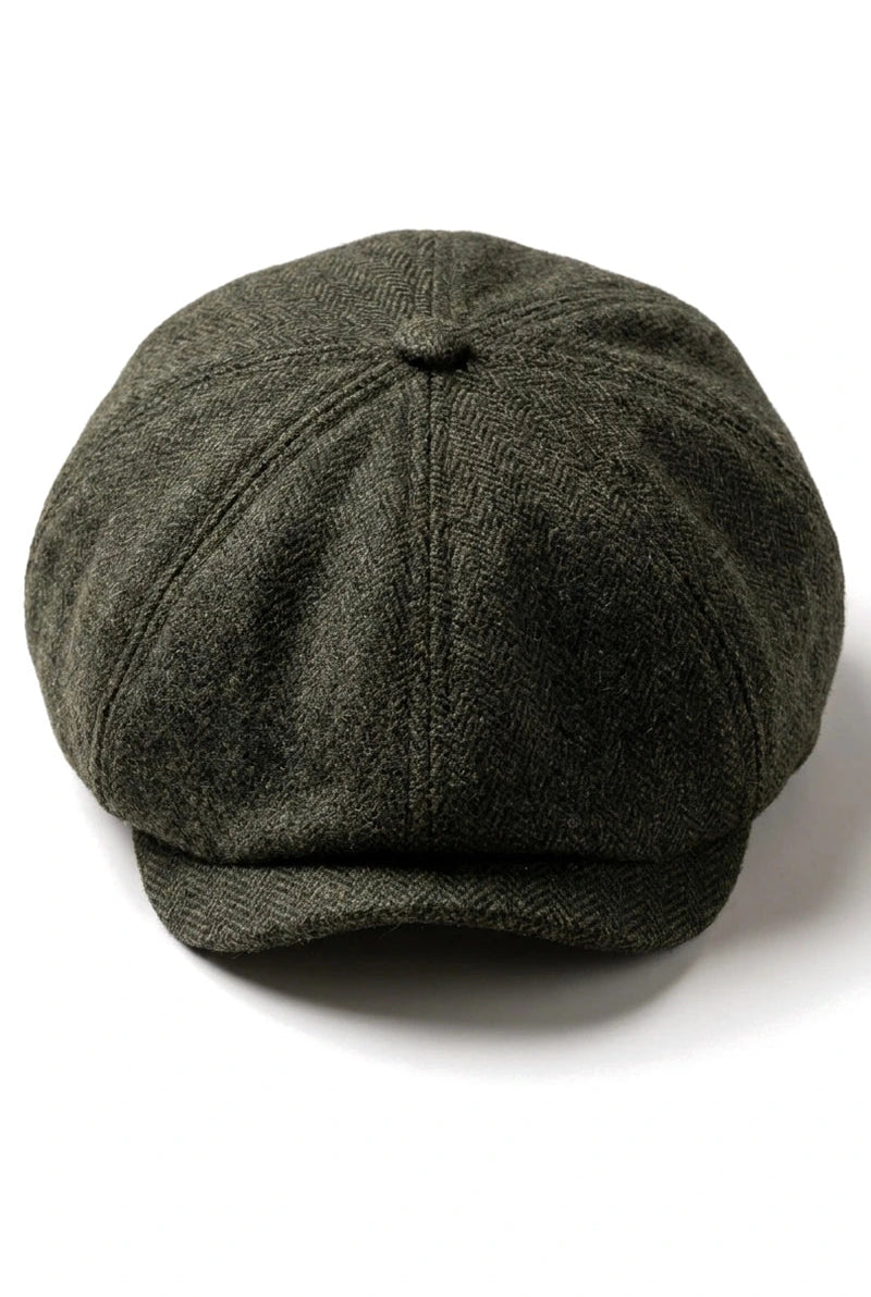 Pánská klasická kšiltovka Newsboy s rybí kostí - olivová