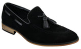 Mens Italian Slip On Driving Shoes Loafers Tassle Suede Leather Blue Black Brown