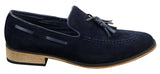 Mens Italian Slip On Driving Shoes Loafers Tassle Suede Leather Blue Black Brown