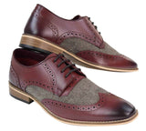 Mens Leather & Tweed 1920s Gatsby Shoes