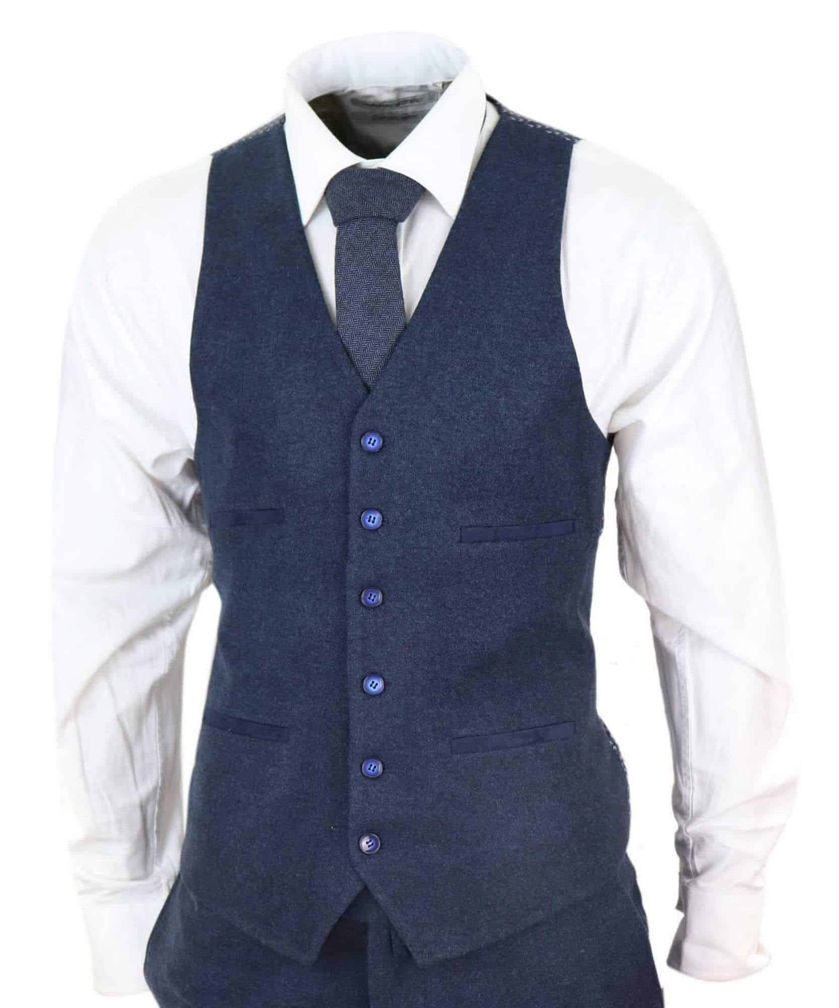 Mens Navy-Blue Peaky Blinders Wool Suit