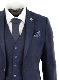 Mens Navy-Blue Peaky Blinders Wool Suit